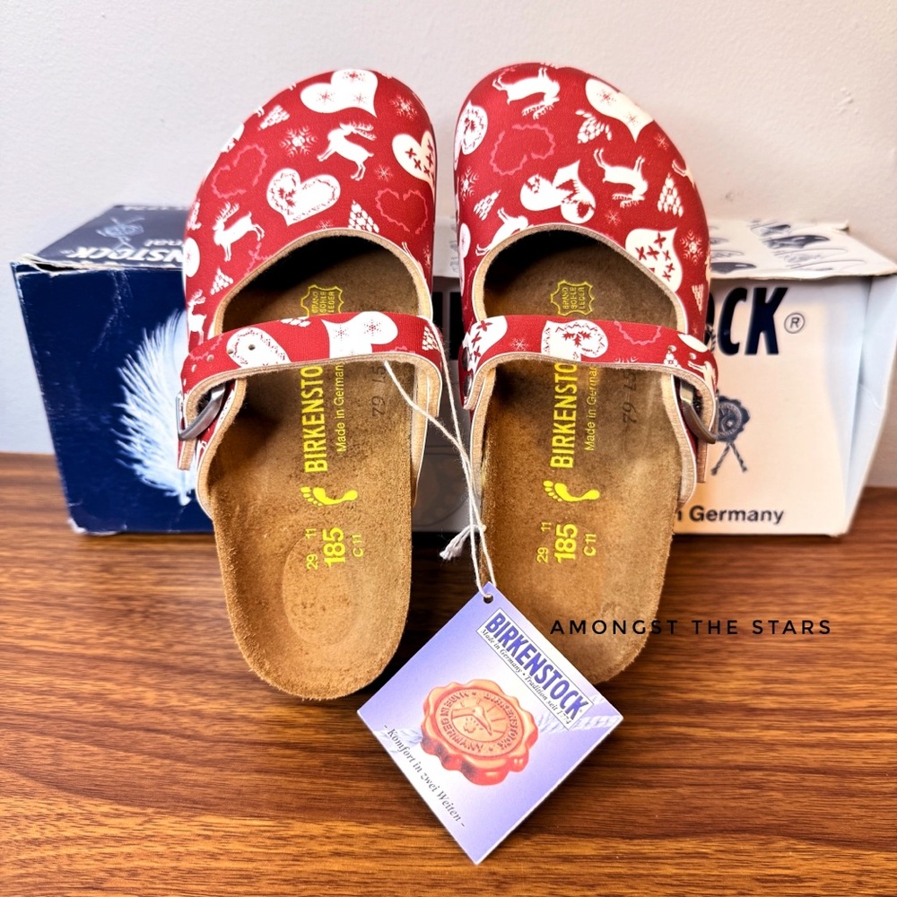 Birkenstock Maria Kinder Christmas Red Heart Deer Clog Sandals